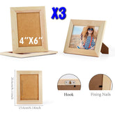 Unfinished Wood Picture Frames 3 Pack 6 x 4 inch Kickstand
